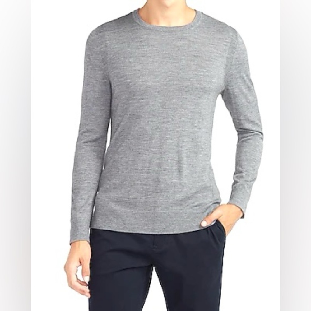 Express Men's Merino Blend Gray Crew Neck Sweater | Size: M